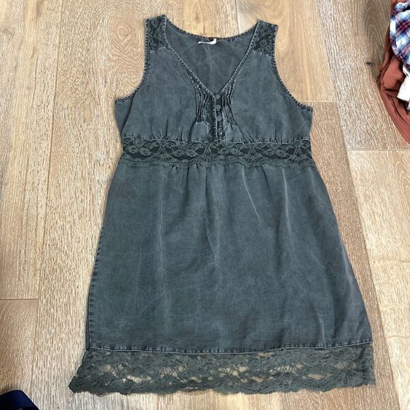 Free People Tencel washed black with lace dress size XS - Picture 2 of 9